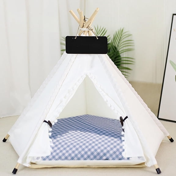 ShadeMart Pet Teepee Tent Bed, Portable with Removable Washable Cushion for Cats & Small Dogs
