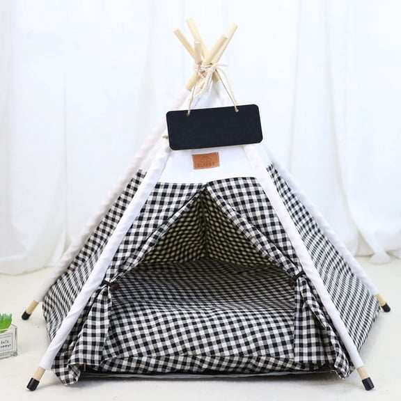 ShadeMart Pet Teepee Tent Bed, Portable with Removable Washable Cushion for Cats & Small Dogs