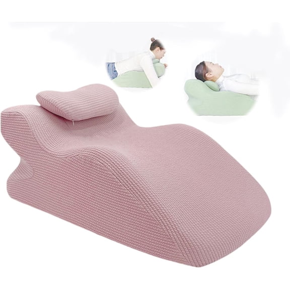 ShadeMart Pink Adult Ergonomic Memory Foam Bed Triangle Wedge Pillow Headboard with Face Down Massage Prone Pillow Function for Reading, with Washable Cover