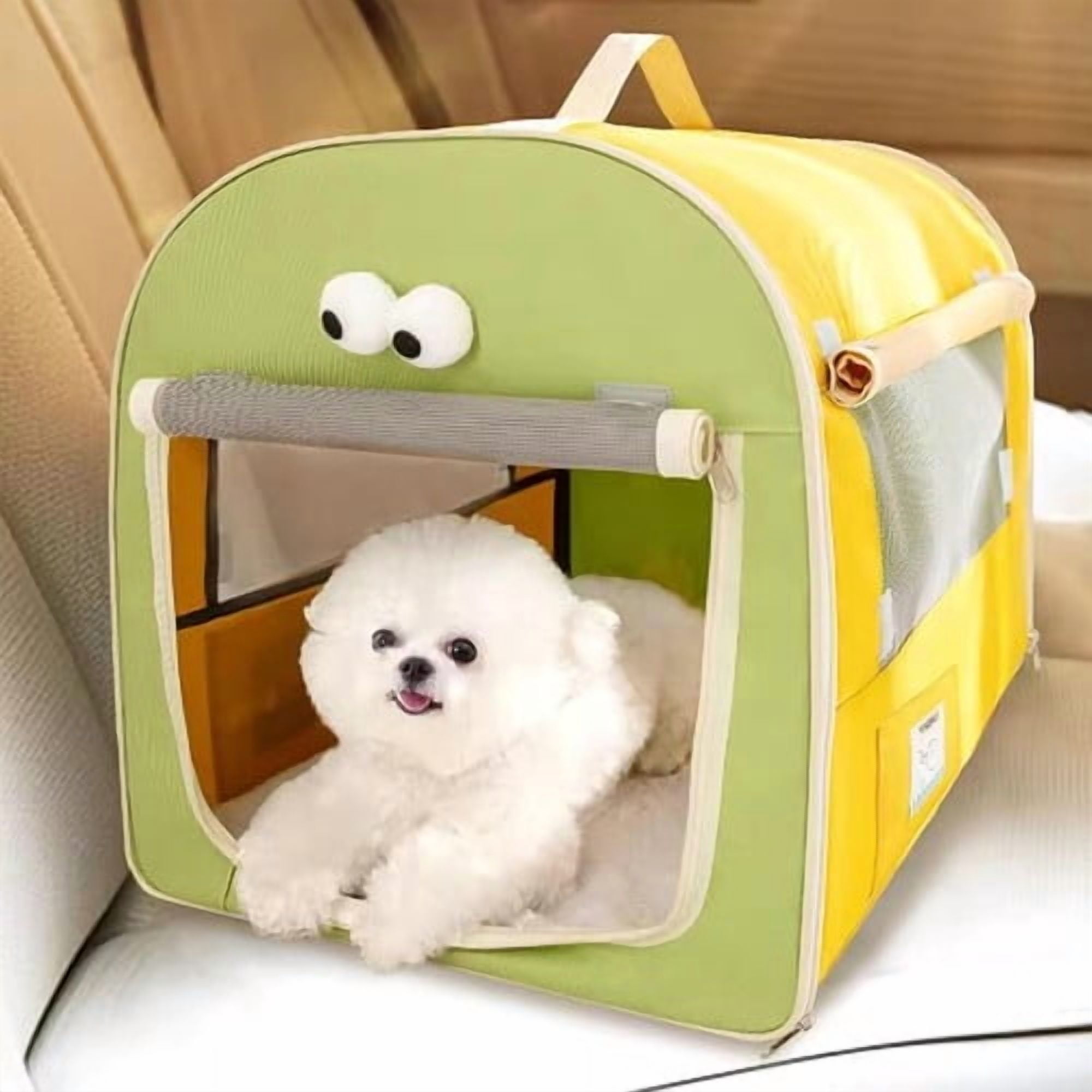 ShadeMart Portable Dog Crate, Oxford Cloth Collapsible Kennel for Car Travel, Dustproof & Breathable for Small & Medium Dogs