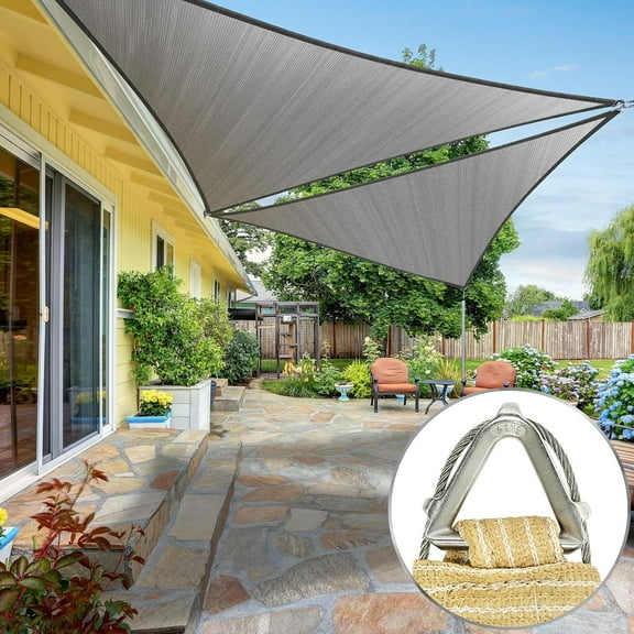 ShadeMart Pro Ring 12' x 12' x 12' Grey Triangle Sun Shade Sail, Commercial Grade UPF50 Canopy, Reinforced Corners & Edges, 260 GSM Fabric Heavy Duty -3 Years Warranty (We Make Custom Size)