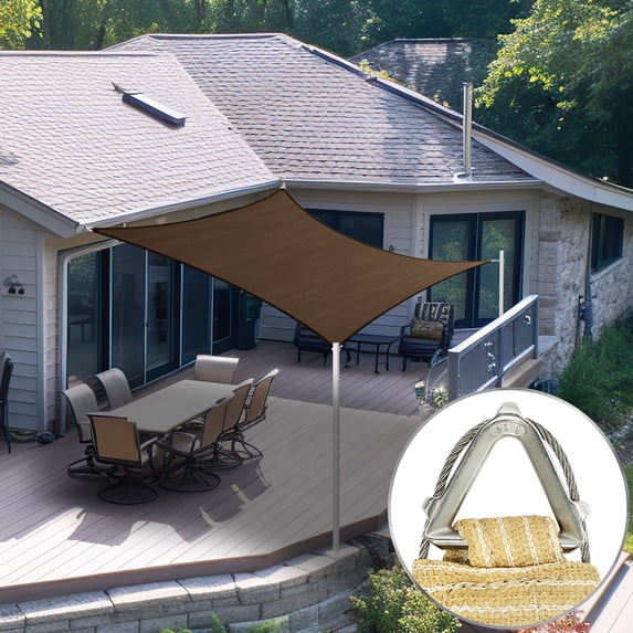 ShadeMart Pro Ring 16' x 23' Brown Customized Size Sun Shade Sail,Commercial Grade UPF50 Canopy Structure, Reinforced Corners & Edges, 260 GSM Fabric Heavy Duty -3 Years Warranty