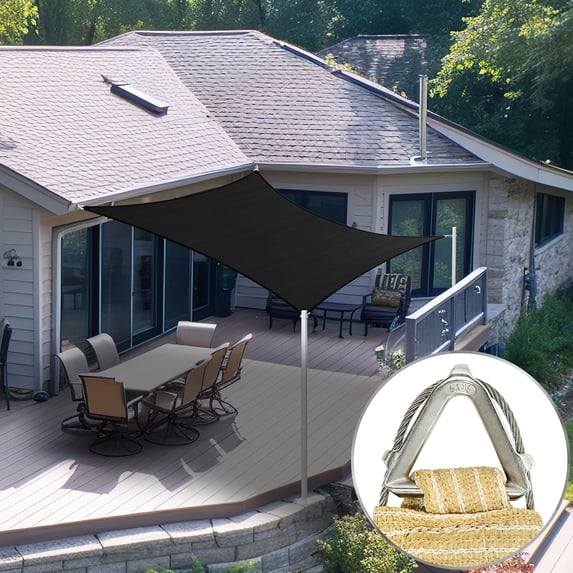 ShadeMart Pro Ring 6' x 11' Black Customized Size Sun Shade Sail,Commercial Grade UPF50 Canopy Structure, Reinforced Corners & Edges, 260 GSM Fabric Heavy Duty -3 Years Warranty