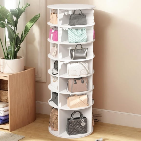 ShadeMart Revolving Shoe Organizer, 7-Tier 360 Spinning Display for Shoes & Handbags, Space-Saving Storage Tower for Closet