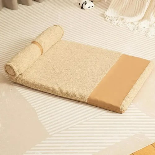ShadeMart Sand Elevated & Thickened Pet Bed with Head Support, High-Quality Orthopedic Dog Bed Mattress, Comfort Curved Bolster for Neck & Head