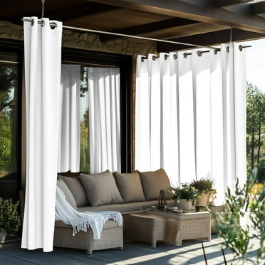 ShadeMart Waterproof Outdoor Patio Curtains, Weatherproof Privacy Curtains for Porch Deck Backyard, 54 x 95 Inch, White, 1 Panel