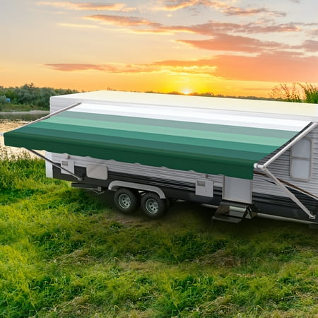 ShadePro RV Awning Fabric Replacement Heavy Duty Vinyl 14' Emerald Green (Fabric 13'2")