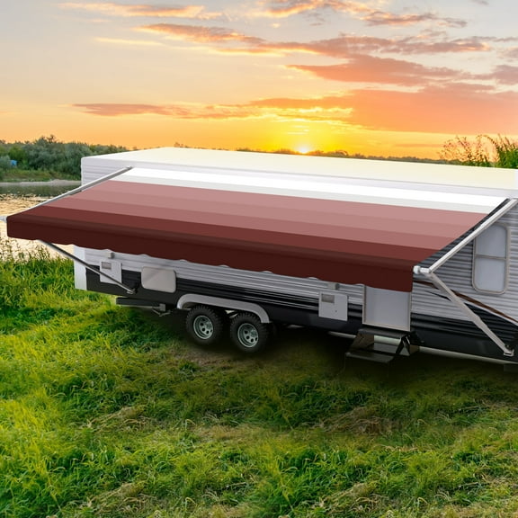 ShadePro RV Awning Fabric Replacement Heavy Duty Vinyl 18' Burgundy (Fabric 17'2")