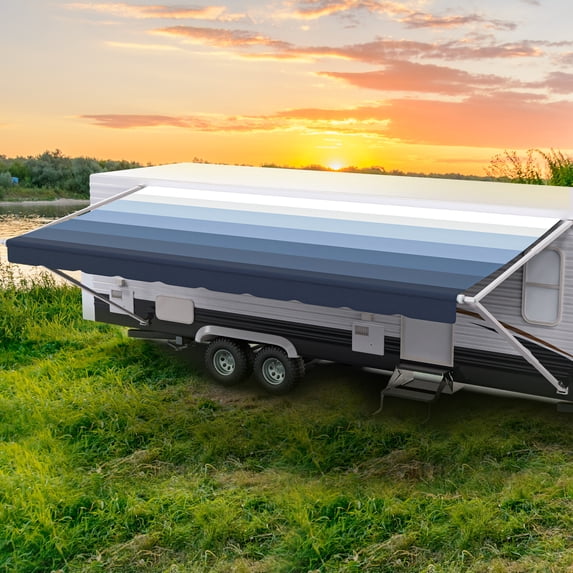 ShadePro RV Awning Fabric Replacement Heavy Duty Vinyl 8' Pacific Blue (Fabric 7'2")