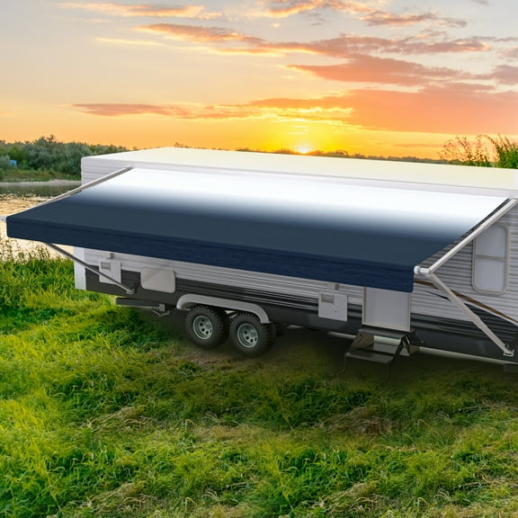 ShadePro RV Awning Fabric Replacement Premium Grade Vinyl 10' Slate Blue (Fabric length 9'2")