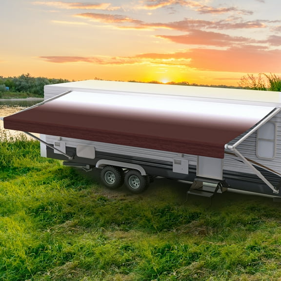 ShadePro RV Awning Fabric Replacement Premium Grade Vinyl 18' Burgundy Fade (Fabric Length 17'2")