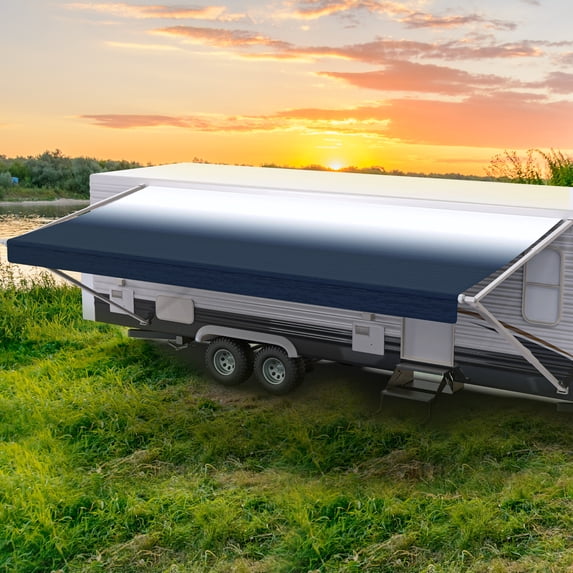 ShadePro RV Awning Fabric Replacement Premium Grade Vinyl 19' Slate Blue (Fabric length 18'2")