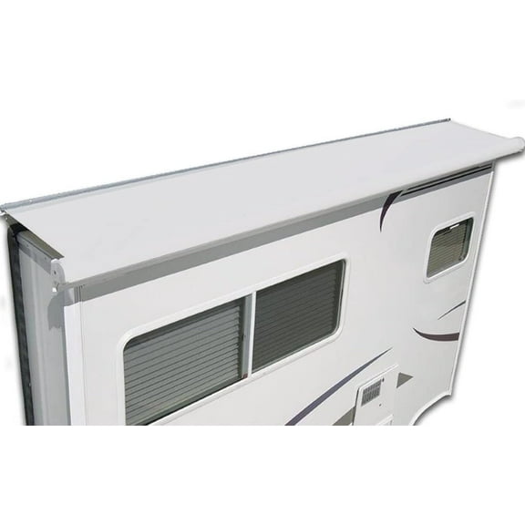 The ShadePro RV Slideout Topper - 140" to 163" Trim to Fit Slide Out Awning Fabric Replacement for RVs and Campers - Ultra-Durable Vinyl Fabric (White)