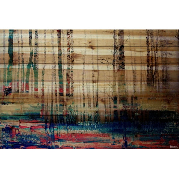 "Shaded Colors" Painting Print on Natural Pine Wood