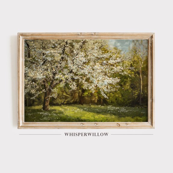 Shaded Jasmine Trees, Green Landscape Art, White Floral Blossoms Wall Decor, Spring and Summer Flowers Poster Decor, Size 16x24 UNFFRAMED F03.1.8l2139