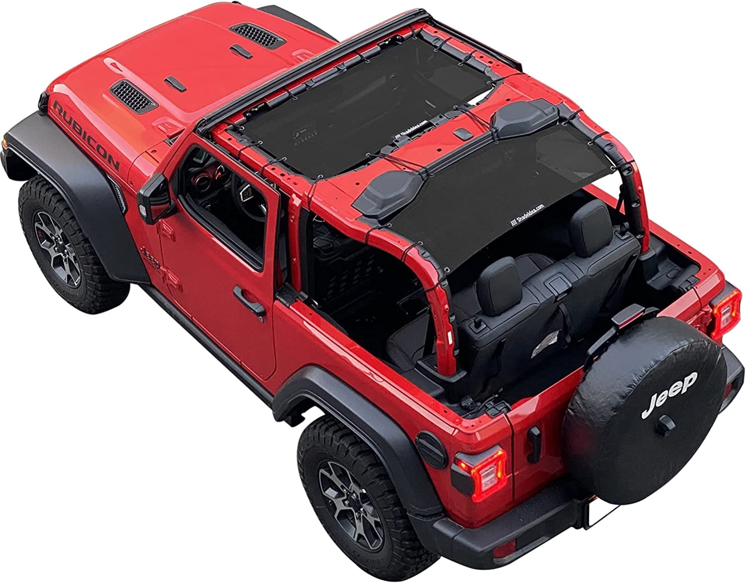 Shadeidea JL Sun Shade for Jeep Wrangler 2 Door Top Sunshade ( 2018 - Current ), Front & Rear - Black Mesh Screen Wrangler Cover, UV Blocker with Grab Bag Pouch - 10 Years Warranty