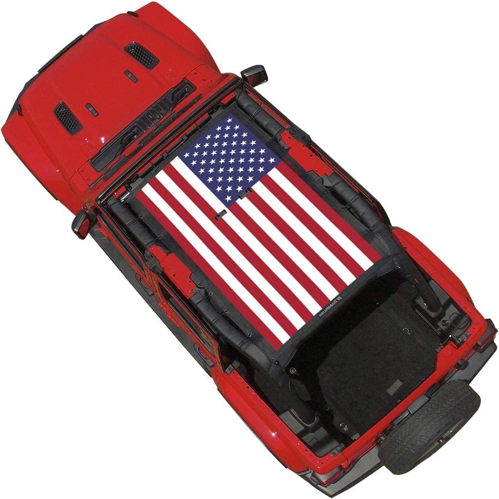 Shadeidea JL Sun Shade compatible with Jeep Wrangler Top Sunshade, JLU Front & Rear -( Black Mesh Screen, NO FADED Flag ) Cover (2018-Current), UV Blocker -10 Years Warranty