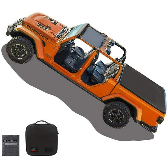 Shadeidea Jeep Gladiator Sunshade JT 4 Door Top Sun Shade Front - Gray Mesh Screen Wrangler Cover UV Blocker with GrabBag Pouch 2018 2019 2020 -10 Years Warranty
