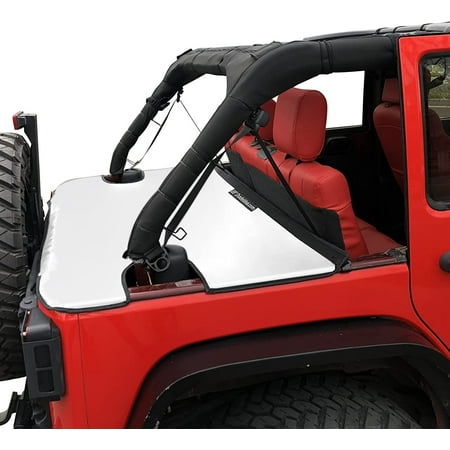Shadeidea Jeep Wrangler Cargo Cover JK 4 Door Tonneau Cover JKU (2007-2018) Rear Trunk Vinyl Tailgate Cover for Rubicon Sahara Sport S ( White ) - 3 Years Warranty