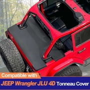 Shadeidea Jeep Wrangler Truck Tonneau Cover, Marine-Grade Vinyl Black, UV Blocker, JLU 2018-Current 4 Door Rear Tailgate Cover for Rubicon Sahara Sport S , 1 Piece