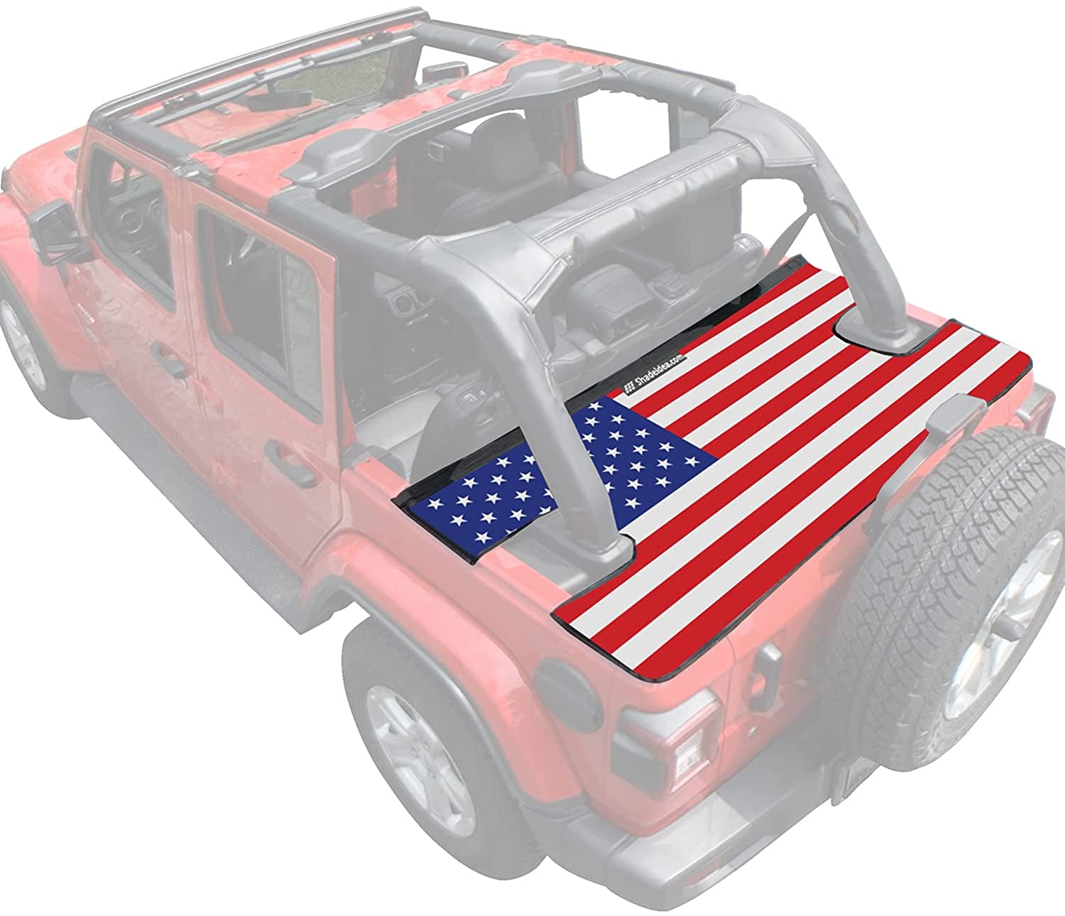 Shadeidea Jeep Wrangler Cargo Cover JL 4 Door Tonneau Cover JLU (2018-Current) Rear Trunk Vinyl Tailgate Cover for Rubicon Sahara Sport S ( America Flag ) - 3 Years Warranty