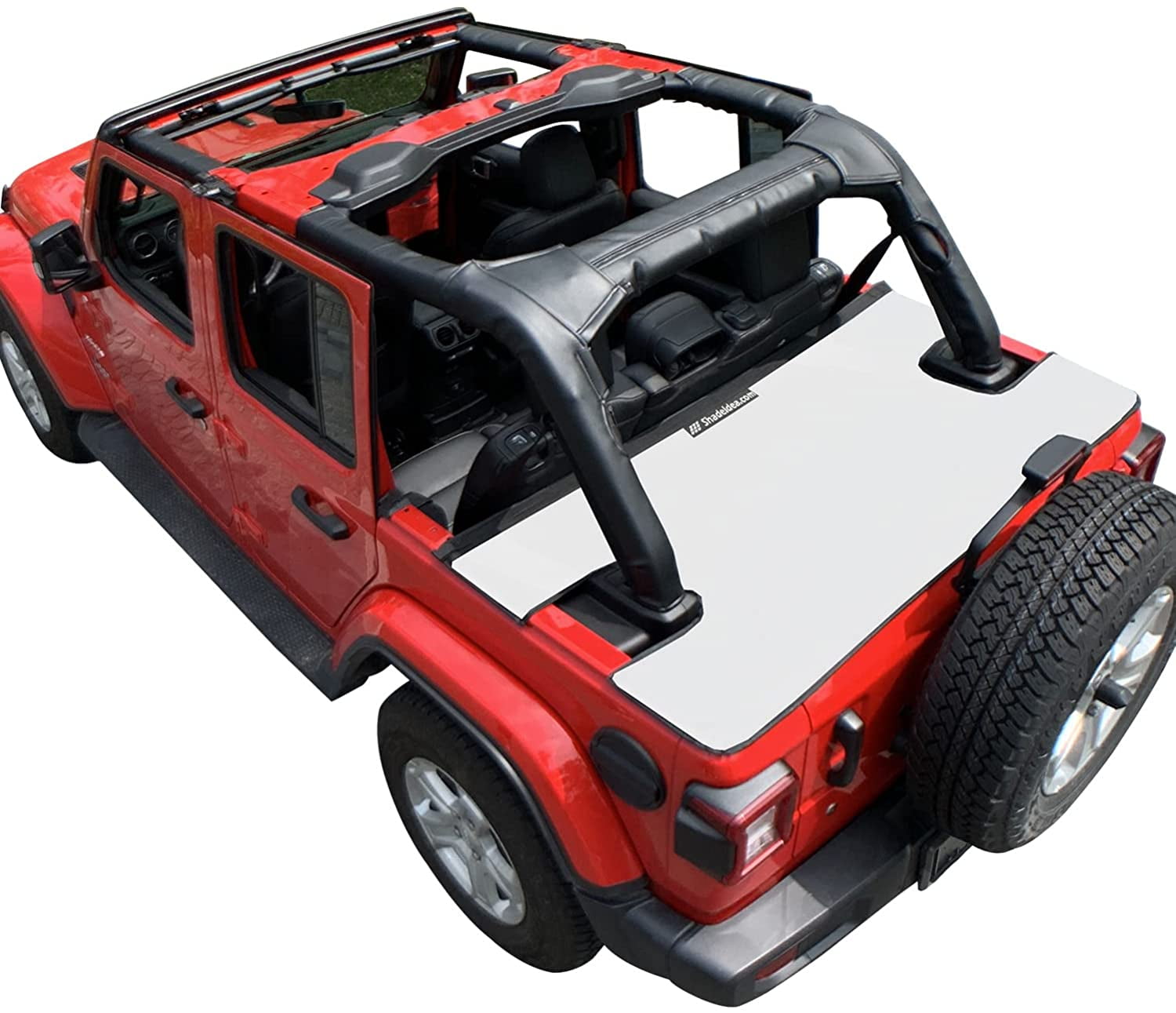 Shadeidea Jeep Wrangler Cargo Cover JL 4 Door Tonneau Cover JLU (2018-Current) Rear Trunk Vinyl Tailgate Cover for Rubicon Sahara Sport S ( White ) - 3 Years Warranty