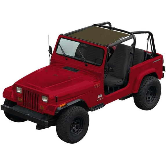 Shadeidea Jeep Wrangler Sun Shade TJ 1997-2006 Sunshade Top Front-Tank Green Mesh Screen Cover UV Blocker with Grab Bag Storage Pouch-10 Years Warranty