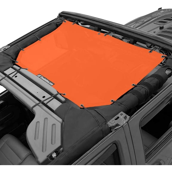 Shadeidea Jeep Wrangler Sunshade JK Unlimited (2007-2018) 2 Door and 4 Door Front-Orange Mesh Screen Sunshade SAHARA RUBICON SPORT S Top Cover UV Blocker with Grab Bag-10 Years Warranty