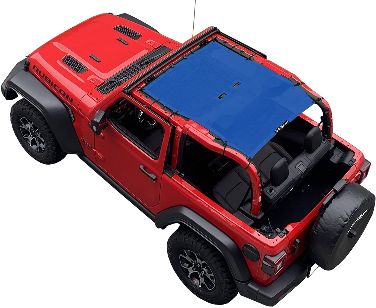 Shadeidea Jeep Wrangler Sunshade JL (2018-Current) 2 Door Sun Shade Front and Rear - Blue Mesh Screen Top Cover UV Blocker with Grab Bag - 10 Years Warranty