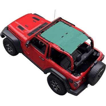 Jeep Wrangler JKU Sun Shade Top (2007-2018) - Full Length Mesh Roof Cover, UV Blocker, Wind Noise Reducer, 10-Year Warranty, Orange Color