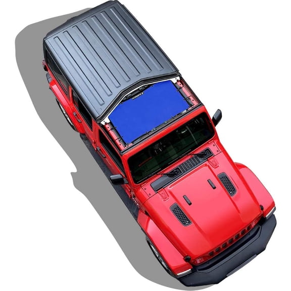 Shadeidea Jeep Wrangler Sunshade JL Unlimited (2018-Current) 2 Door and 4 Door Front-Blue Mesh Screen Sunshade JLU SAHARA RUBICON SPORT S Top Cover UV Blocker with Grab Bag-10 years Warranty