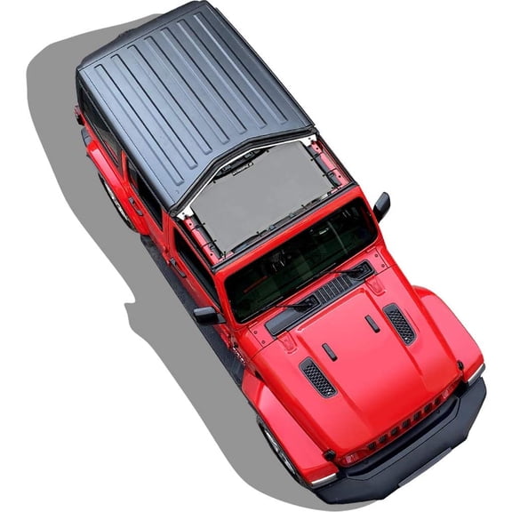 Shadeidea Jeep Wrangler Sunshade JL Unlimited (2018-Current) 2 Door and 4 Door Front-Gray Mesh Screen Sunshade JLU SAHARA RUBICON SPORT S Top Cover UV Blocker with Grab Bag-10 years Warranty