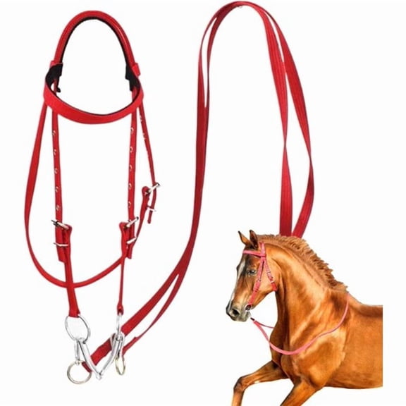 Shademart 2-in-1 Adjustable Western Bridle Headstall with Rope Reins | Durable Horse Tack Equipment for Training, Trail, and Ranch Riding