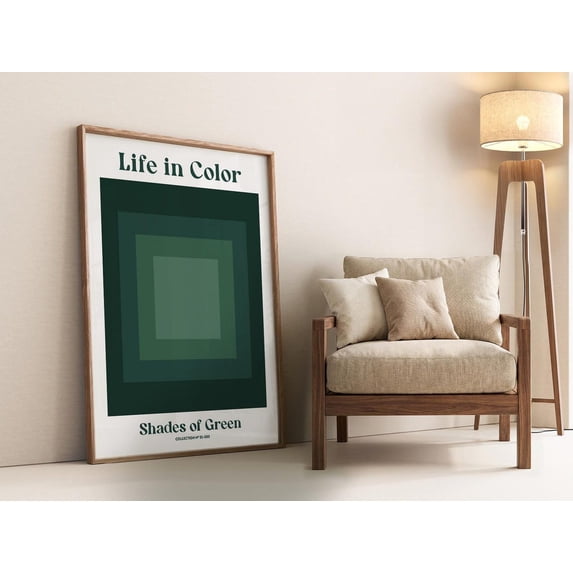 Shades Of Green Abstract Modern Geometric Wall Art, Modern Living Room ...