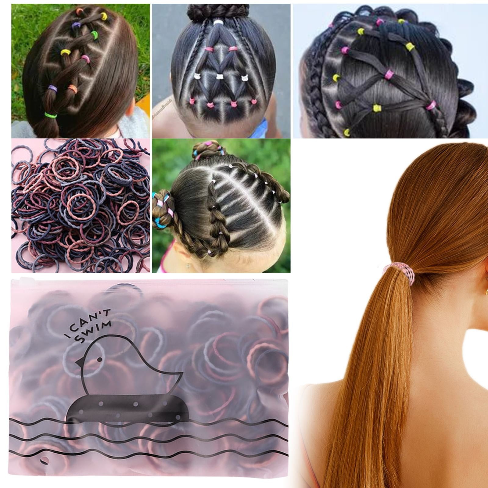 Elastic Bands for Hair Small Hair Elastics And Clear Girls Rubber Bands Hair No Damage Pin The Tale on The Cat Blond Hair Elastic Bands Soft Seamless Hair Ties Easy Hair Bun Hair Hooks Fashion Rubber
