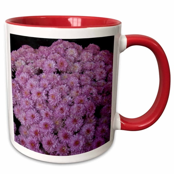 3drose, Shades of Pink Mums, 15oz Two-tone Red Mug