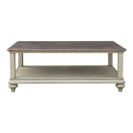 Shades Of Sand 48 In. Distressed Cream Puff And Walnut Brown Rectangular Solid Wood End Table