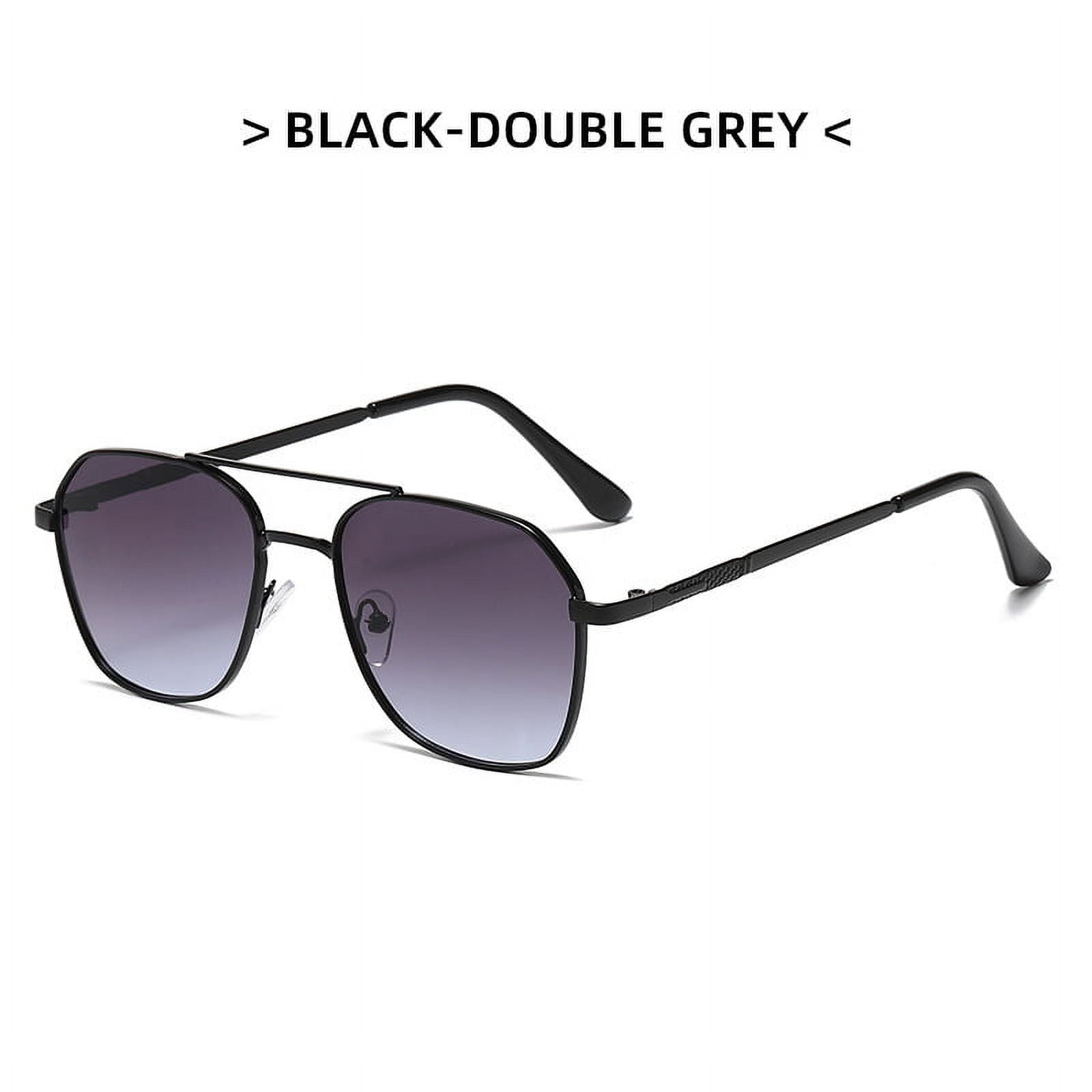 Shades Sunglasses Polarized UV Protection Eyewear Double Bridge for Men  Women Outdoor Wearings Black Frame Double Gray Sheet