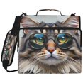 thumbnail image 1 of Shades Wearing Cat Printed Zipper Binder with Handle&Shoulder Strap 2 inch 3 Ring 500+300 Sheet Capacity File Folder Organizer, 1 of 8