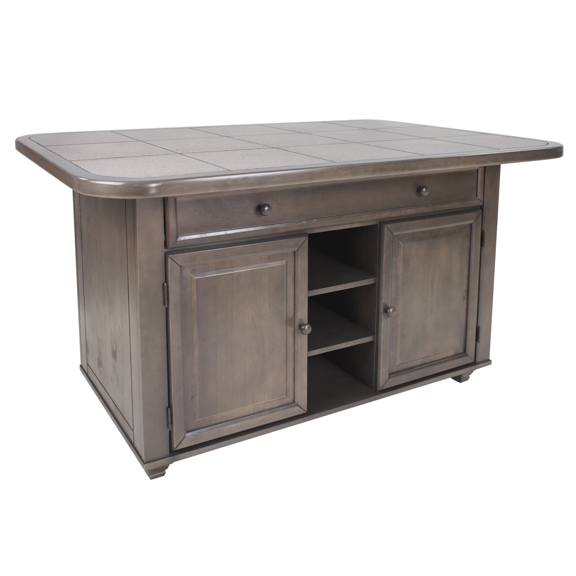 Shades of Gray Kitchen Island in Solid Wood with Grey Tile Top ...