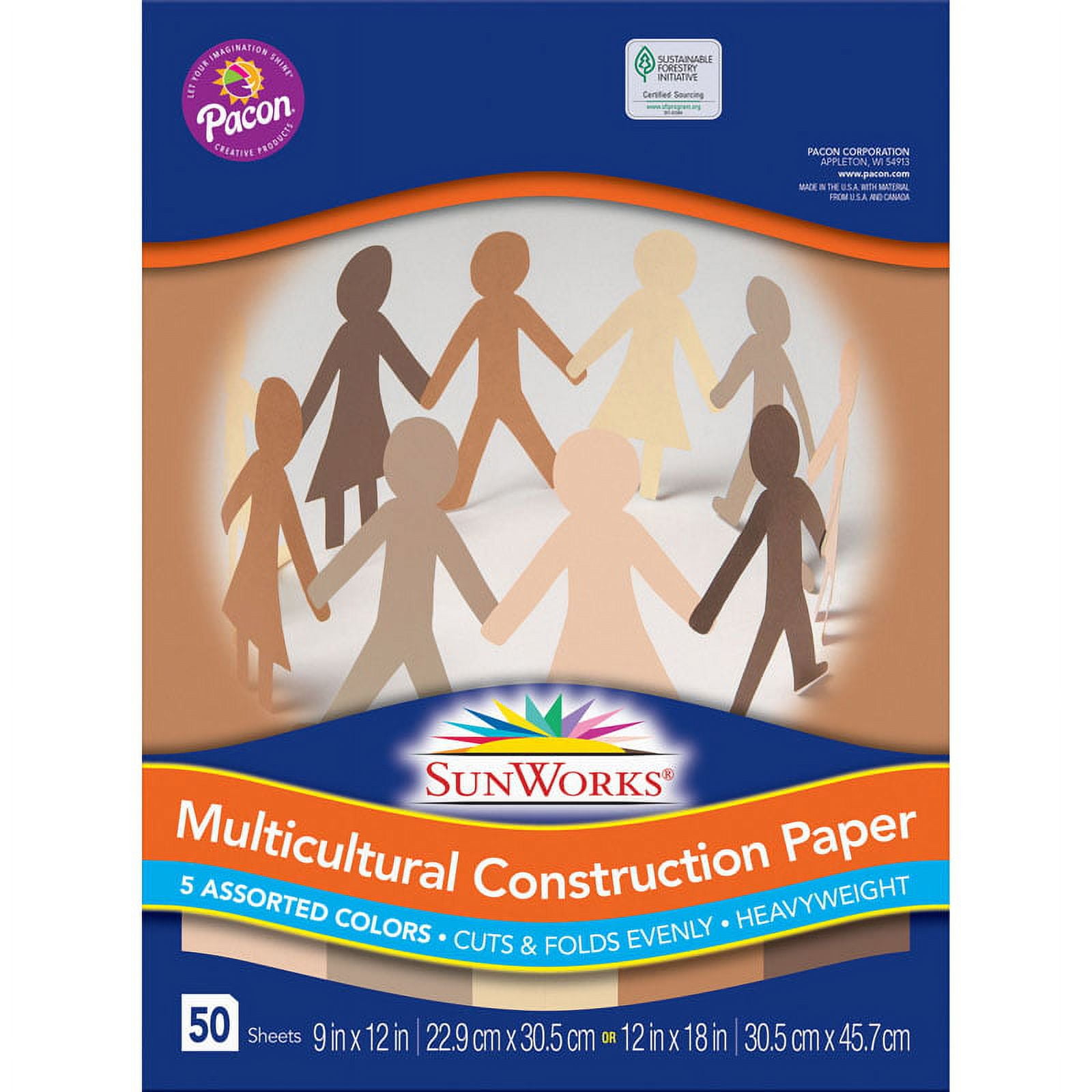 Shades of Me Construction Paper, 5 Assorted Skin Tone Colors, 9 inch x 12 inch, 50 Sheets | Bundle of 10 Packs