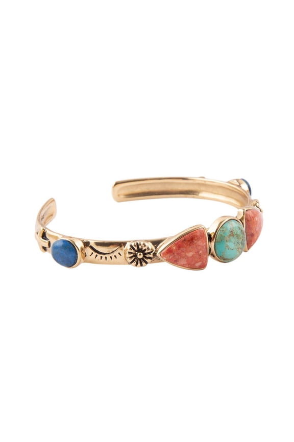 Shades of Multi Stone Golden Cuff Bracelet