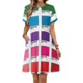 thumbnail image 1 of Shades of Pantone Colors Short Sleeve Dress Women Summer Evening Dresses Ladies Sundress, 1 of 7