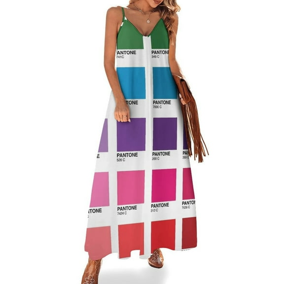 Shades of Pantone Colors Sleeveless Dress Loose Women's Dress Dresses Luxury Evening Dresses