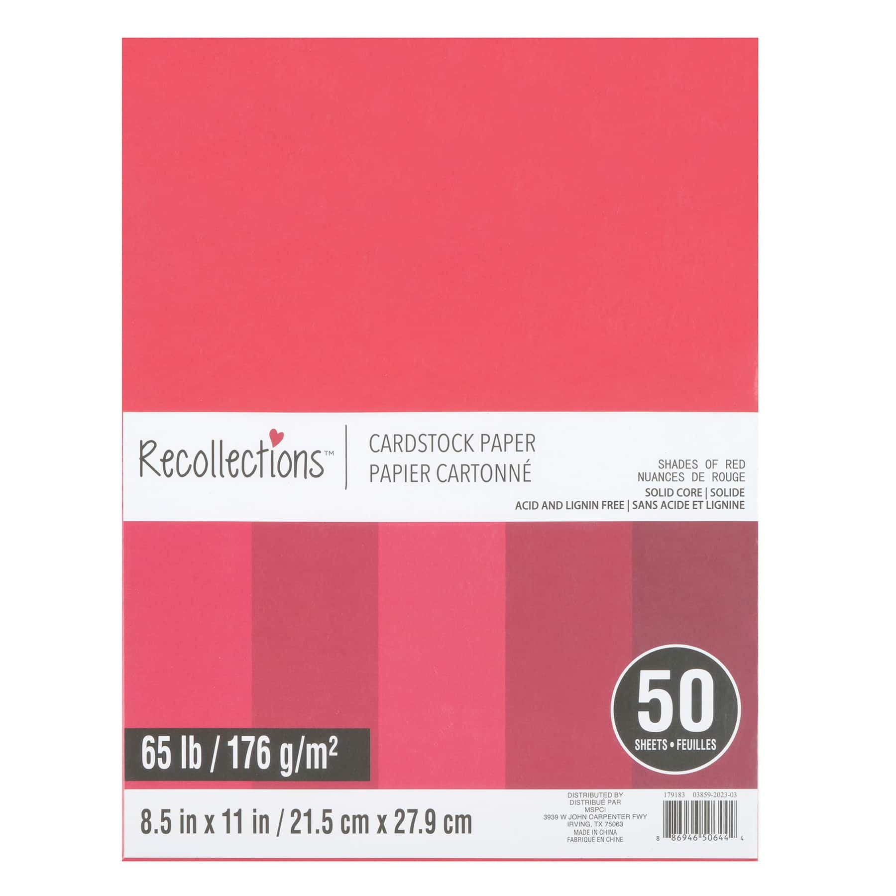 Shades of Red 8.5”; x 11”; Cardstock Paper by Recollections™, 50 Sheets