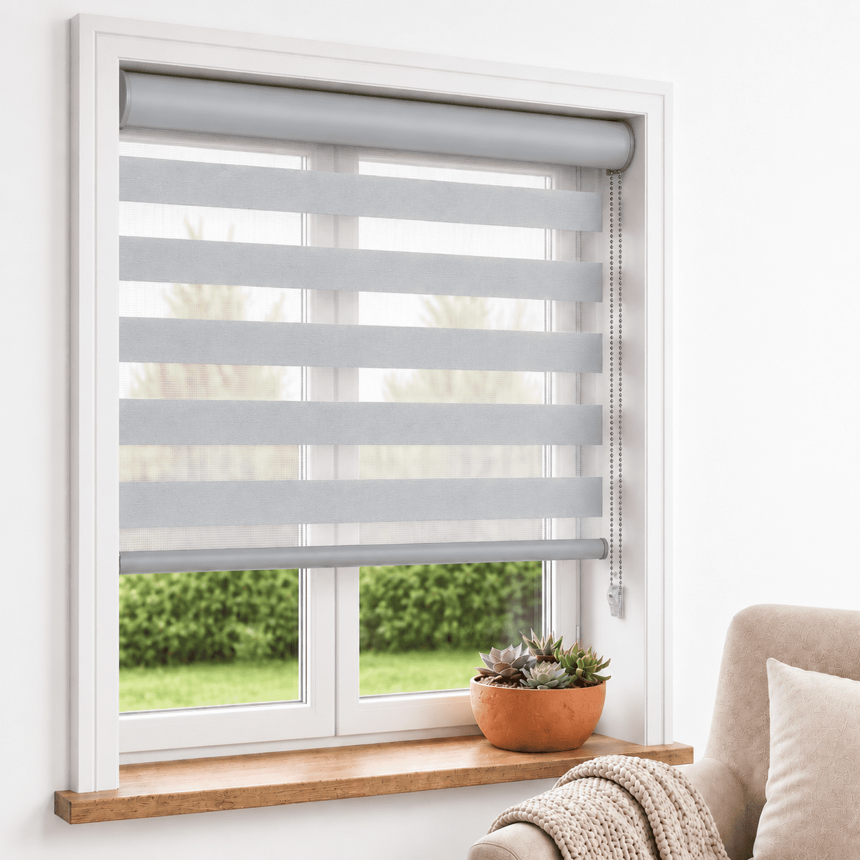 Custom Shear ShadesU Custom Cut to Size Zebra Blinds for Windows, Gray, 21 in W x 78 ...