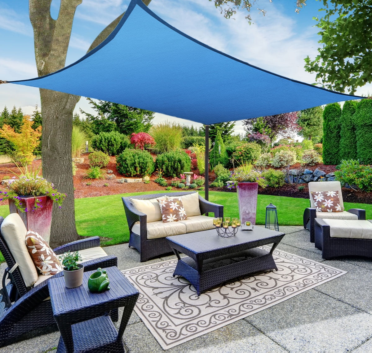Blue 12' x 16' Rectangular Sun Shade Sail Canopy