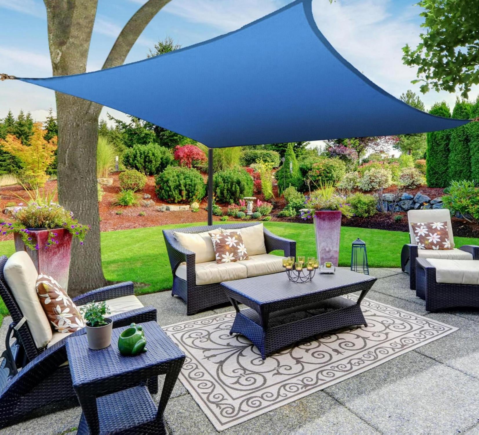 Blue 12' x 12' Square Sun Shade Sail Canopy