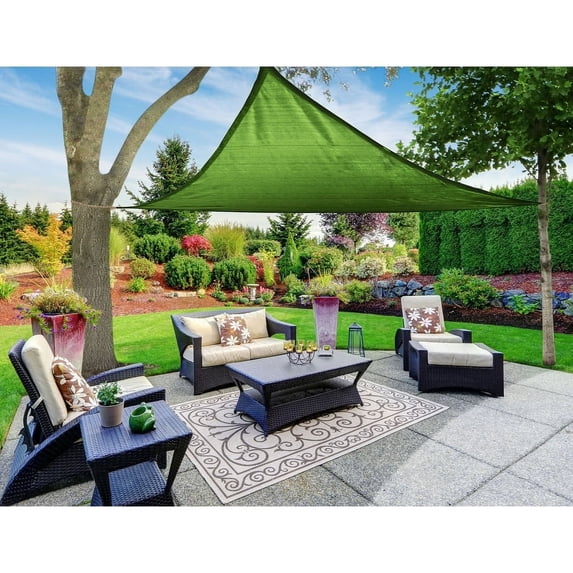 Shadesheet by Boen Sun Shade Sail Canopy, Triangle, Green,12'x12'x12'
