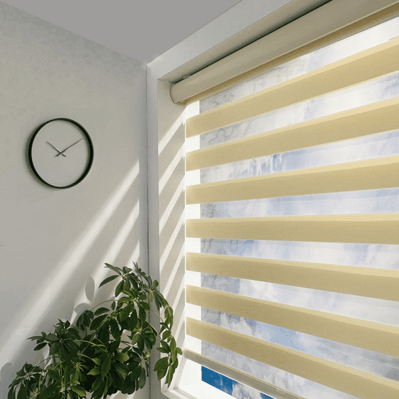 TurkishSouq Cordless Zebra Blinds For Windows, Cream